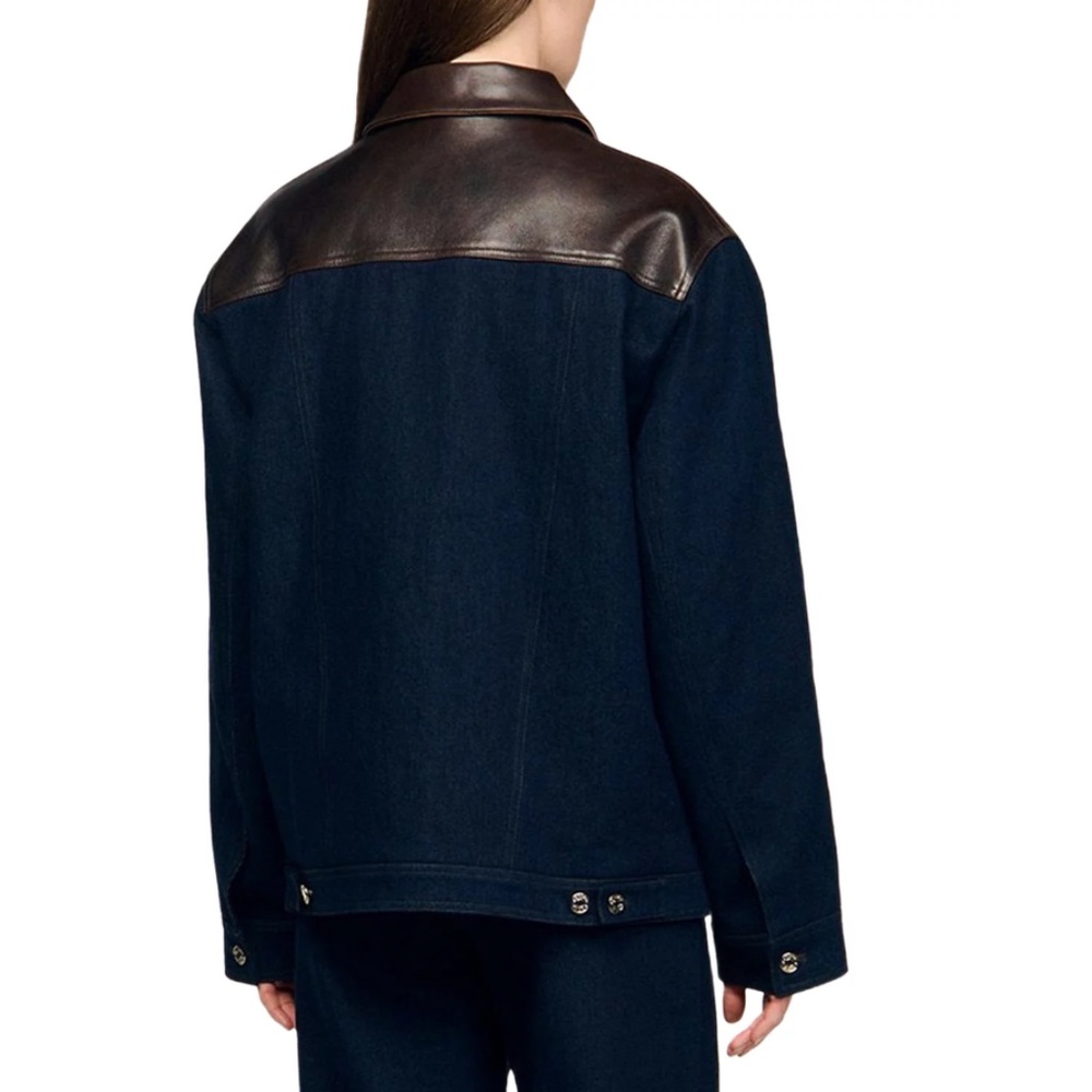 Raphael Denim Leather Trim Jacket - Picture 3 of 8